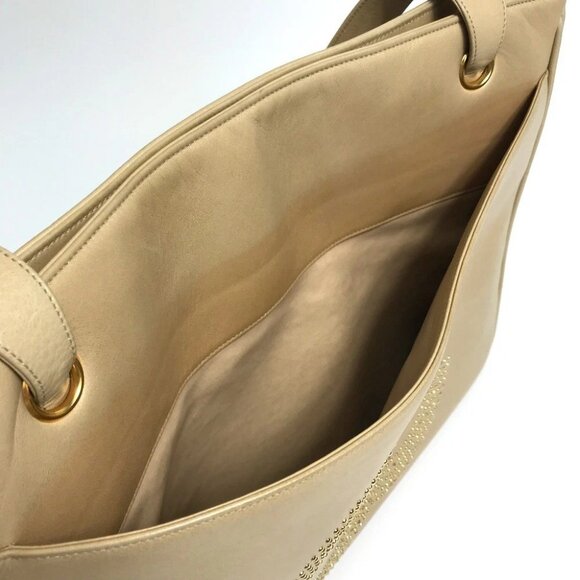 CHANEL CC logo Studs Shoulder Bag Shoulder Bag Tote Bag Lambskin Beige - Picture 13 of 13